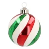 Glass Bauble Swirl | Red White Green | 8 Cm