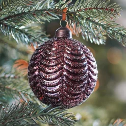 Glass Bauble Waves | Brown | 8 Cm