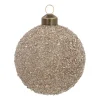 Glass Bauble With Champagne Glitter Cover | 8 Cm