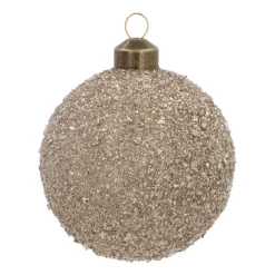 Glass Bauble With Champagne Glitter Cover | 8 Cm