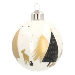 Glass Bauble With Fir Print Tannen-Print | White | 8 Cm