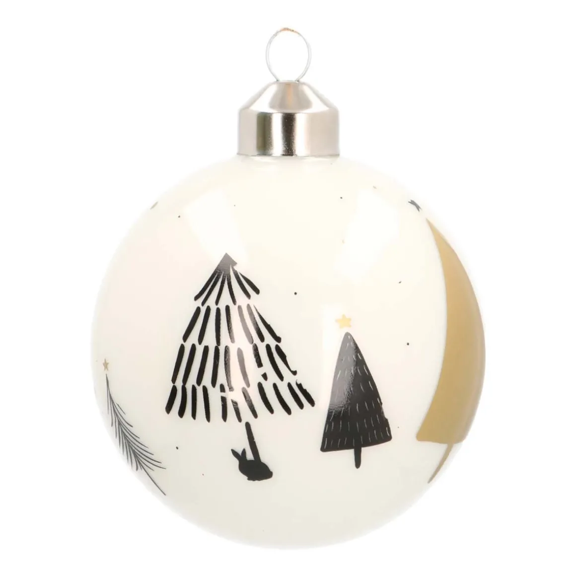 Glass Bauble With Fir Print Tannen-Print | White | 8 Cm