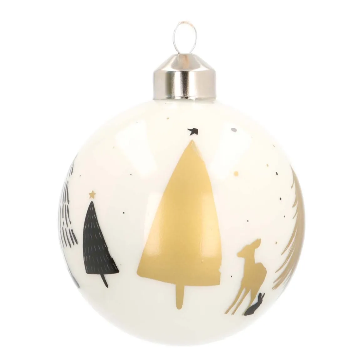 Glass Bauble With Fir Print Tannen-Print | White | 8 Cm