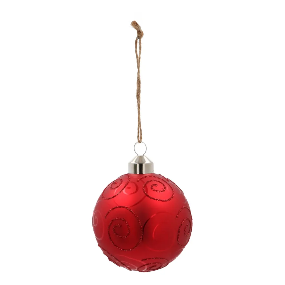 Glass Bauble With Ornamentation | Red | 8 Cm