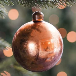 Glass Bauble With Sand Structure | Copper | 8 Cm