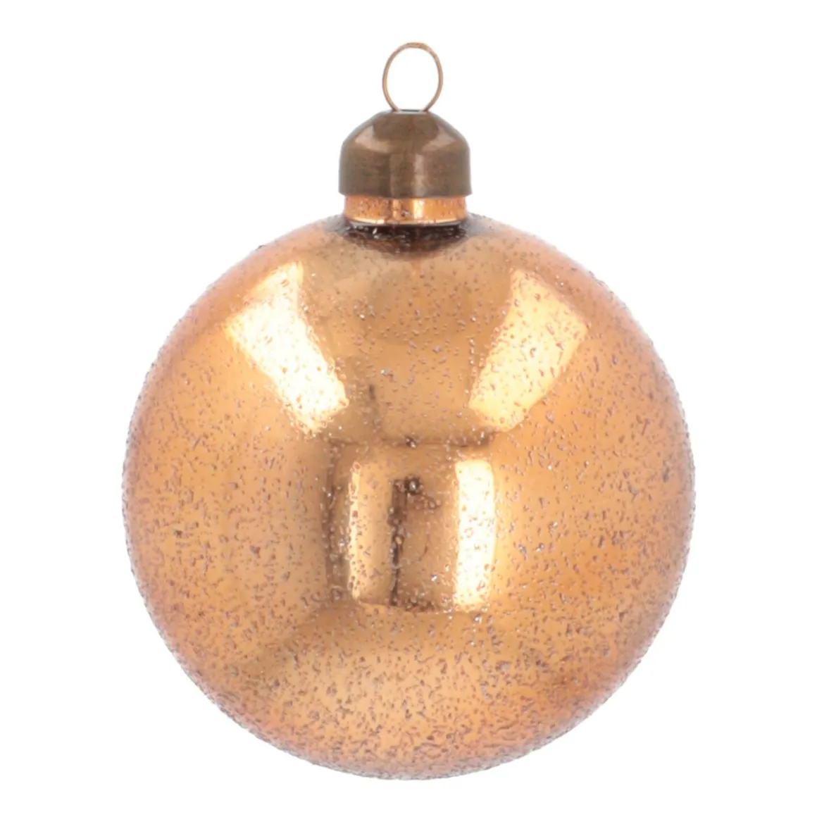 Glass Bauble With Sand Structure | Copper | 8 Cm