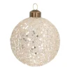 Glass Bauble With Stars | Champagne | 8 Cm