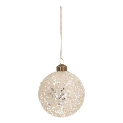 Glass Bauble With Stars | Champagne | 8 Cm