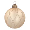 Glass Bauble With Stripes | Light Gold | 8 Cm