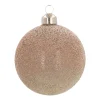 Glass Bauble With Taupe Pearl Cover | 8 Cm
