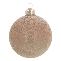 Glass Bauble With Taupe Pearl Cover | 8 Cm