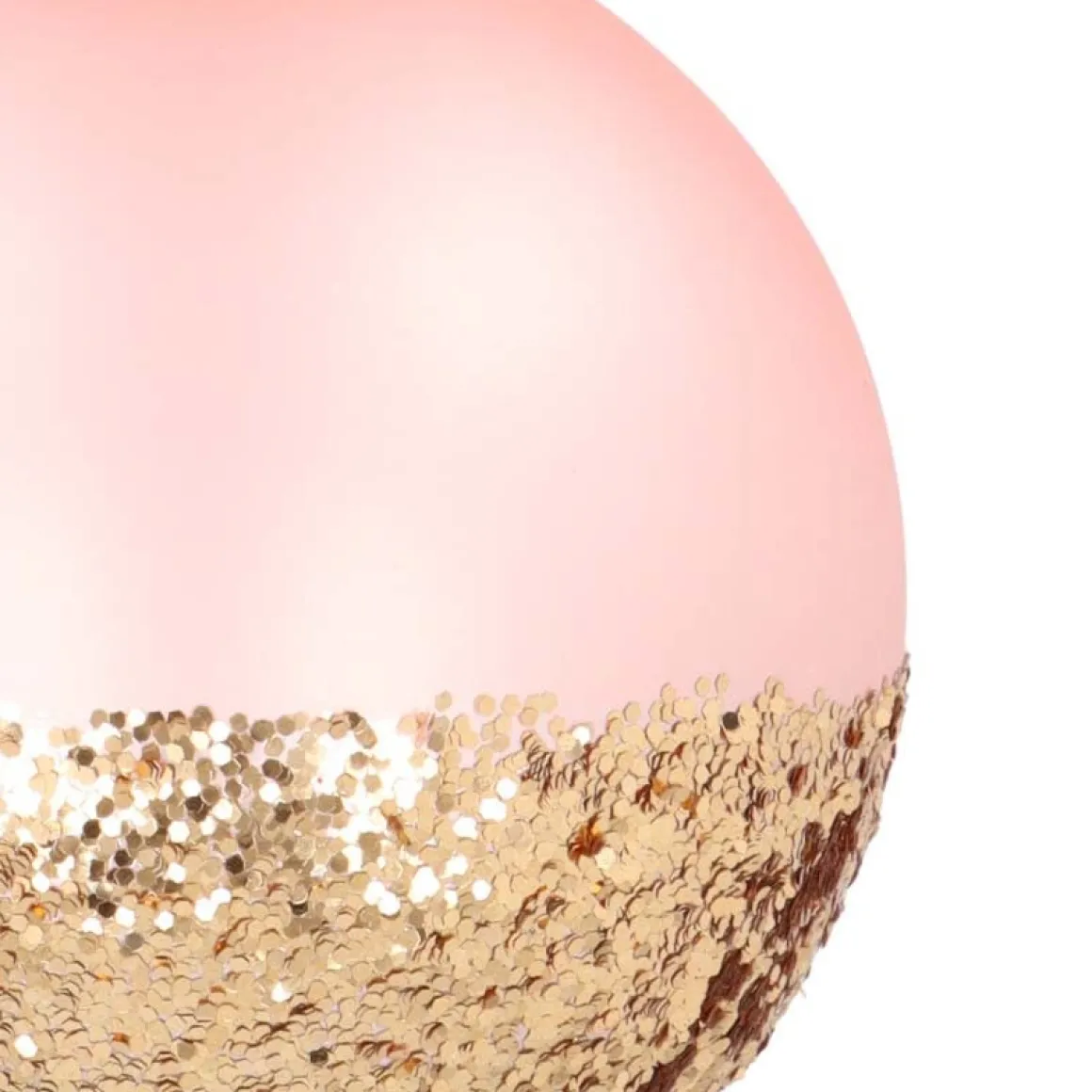 Glass Christmas Bauble | Glitter Dip | 8cm | Soft Pink