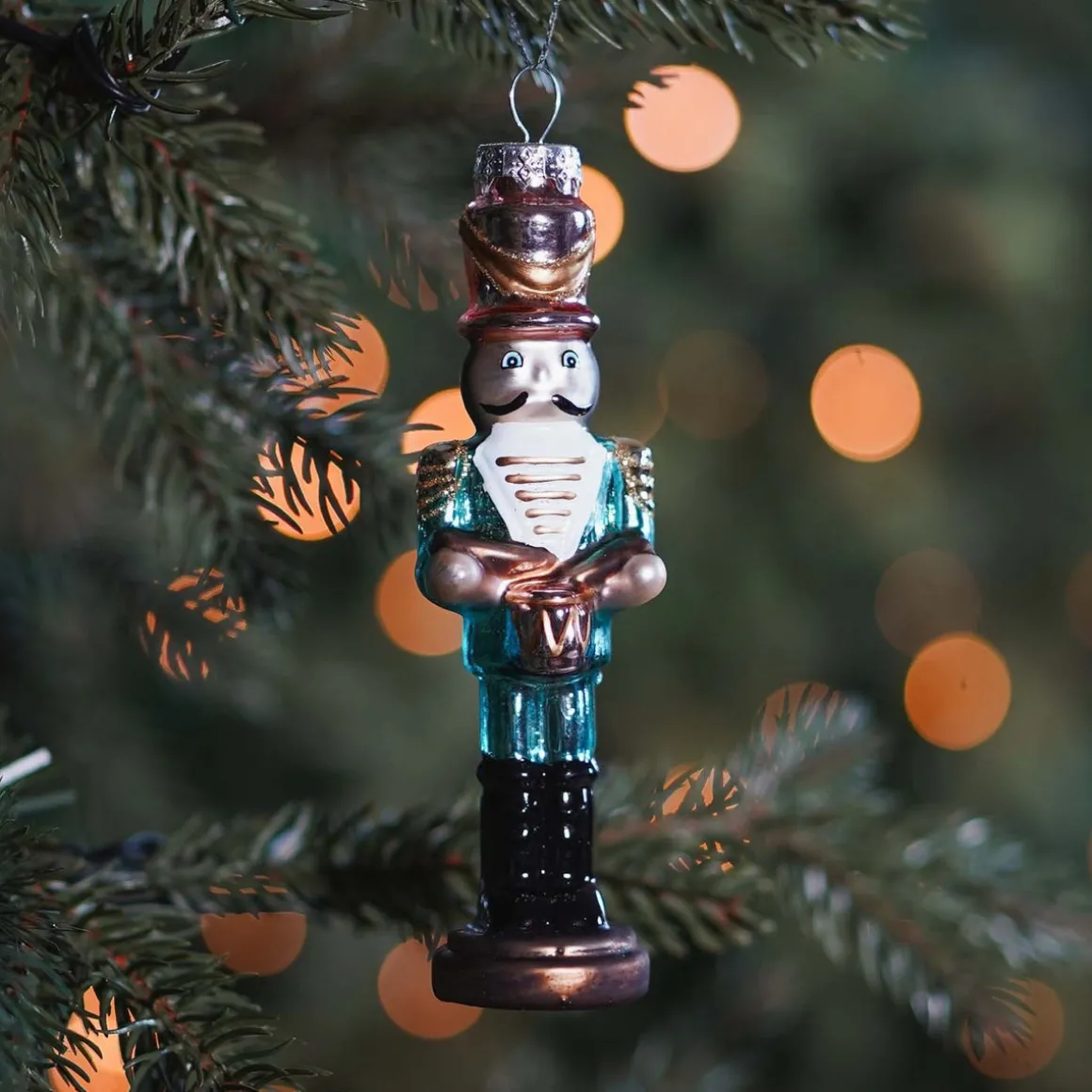 Glass Christmas Ornament Nutcracker Drummer | 15 Cm