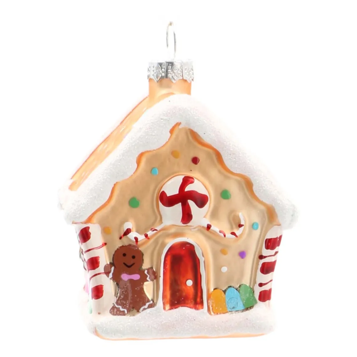 Glass Christmas Ornament Gingerbread House | Gold | 9 Cm