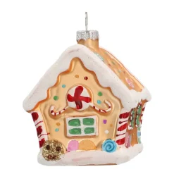 Glass Christmas Ornament Gingerbread House | Gold | 9 Cm