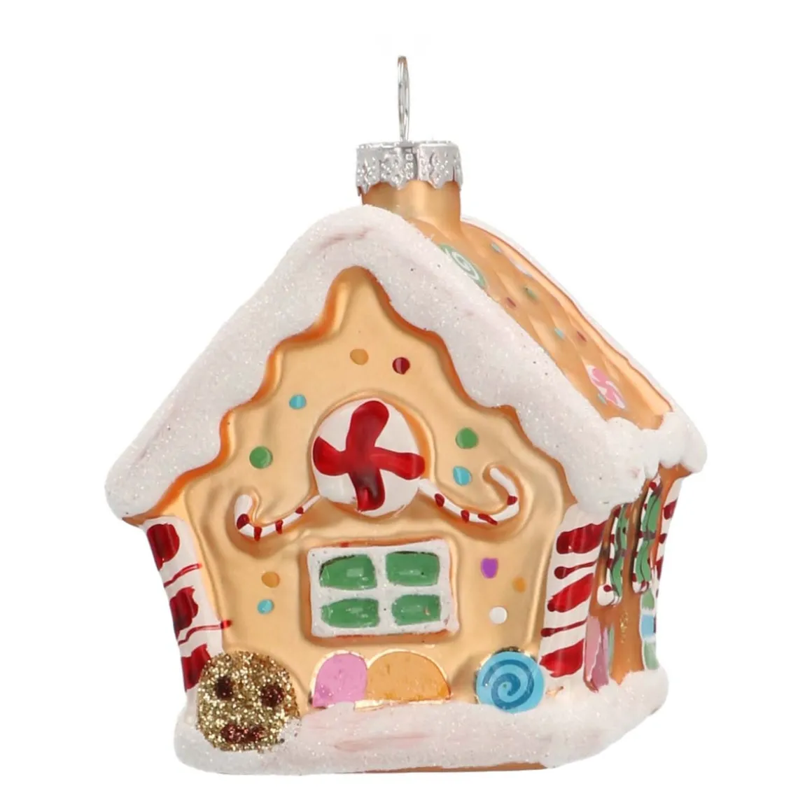 Glass Christmas Ornament Gingerbread House | Gold | 9 Cm