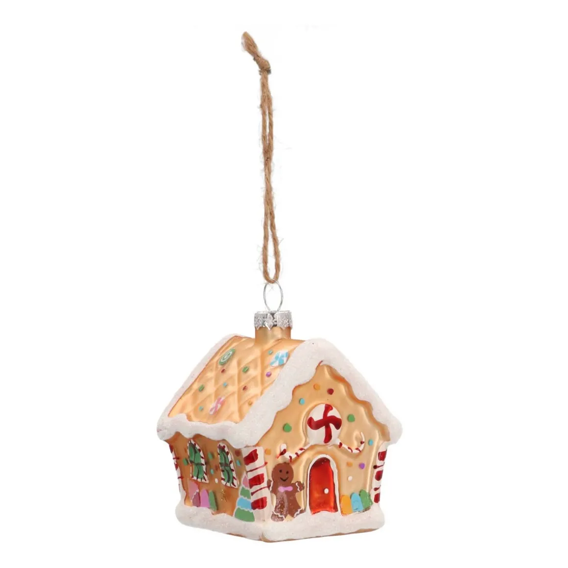 Glass Christmas Ornament Gingerbread House | Gold | 9 Cm