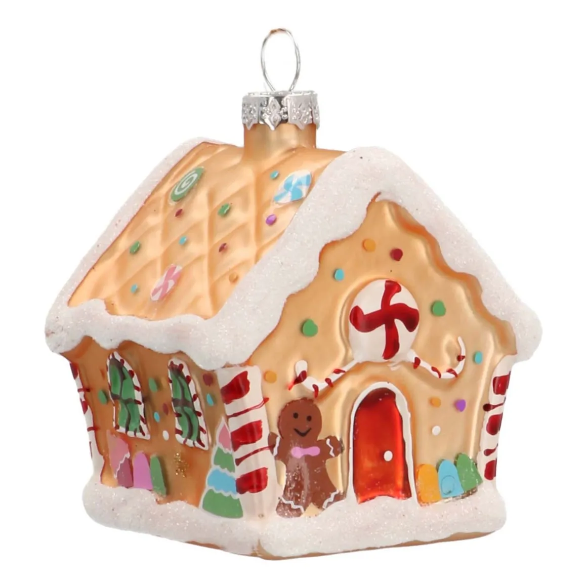 Glass Christmas Ornament Gingerbread House | Gold | 9 Cm