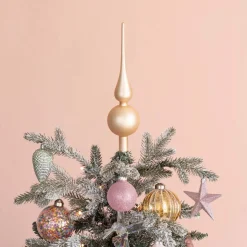 Glass Christmas Tree Topper, Matte Light Gold, 27cm/10.5in