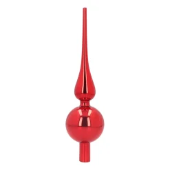 Glass Christmas Tree Topper, Shiny Christmas Red, 27cm/10.5in