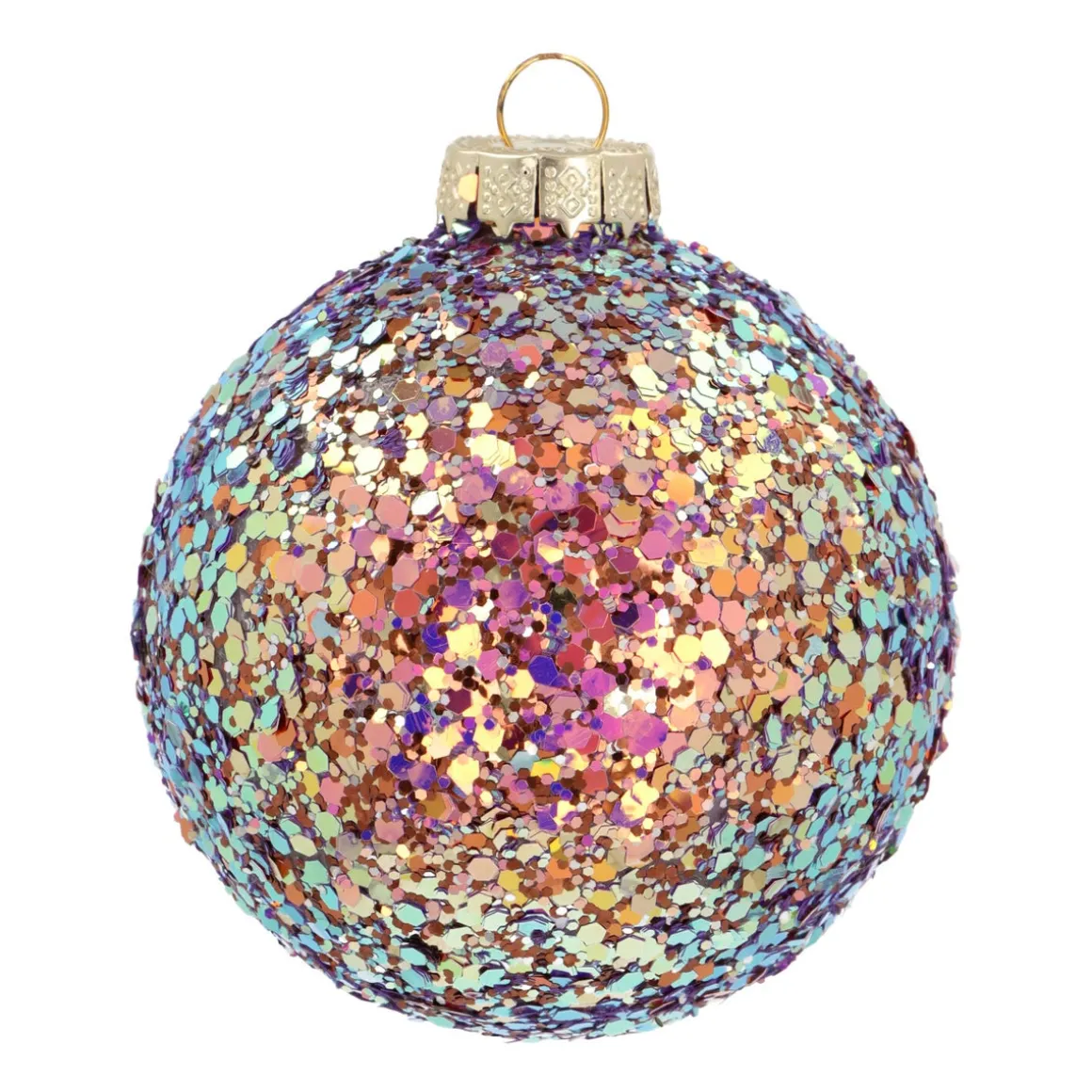 Glass 'Galaxy' Christmas Bauble With Glitters (Outside)