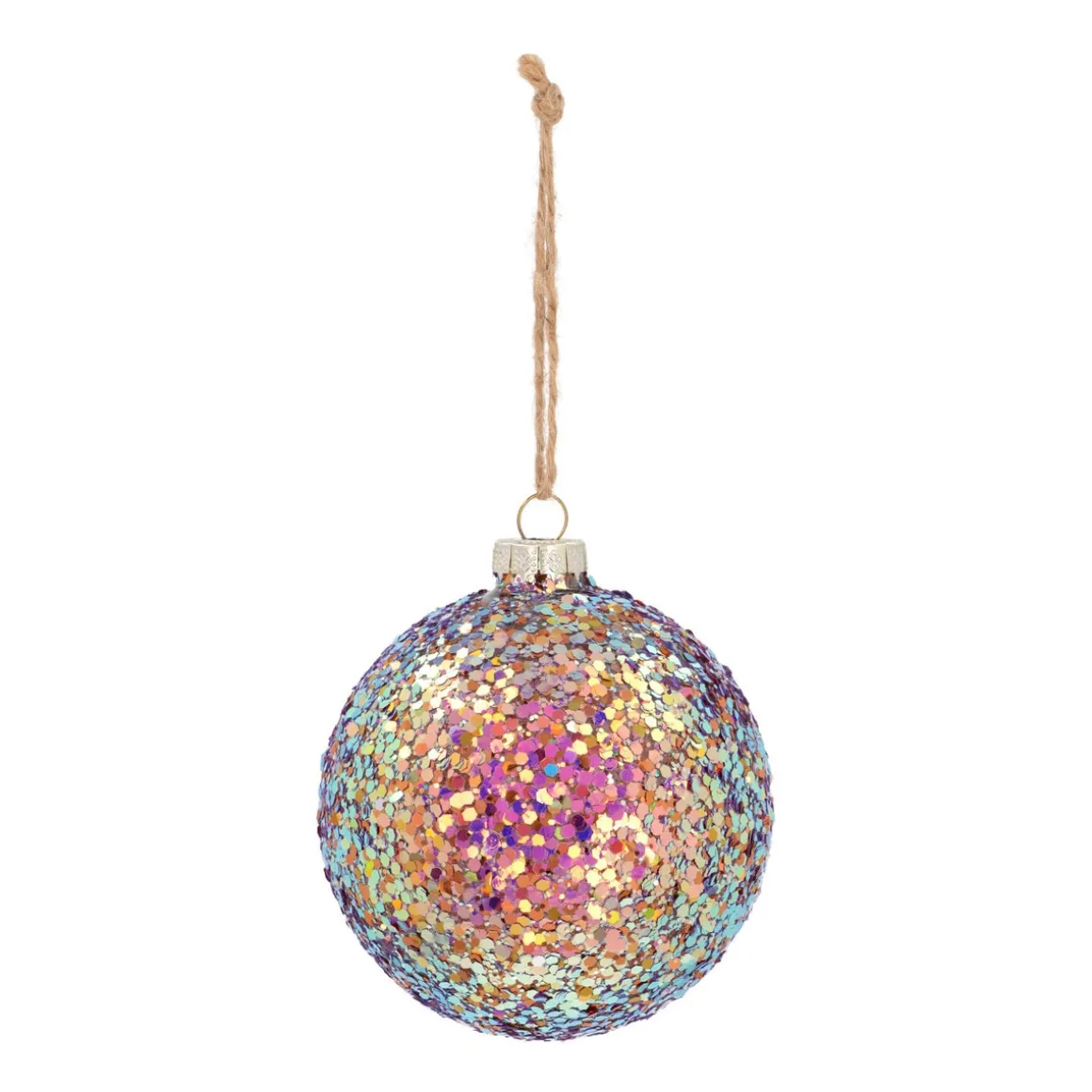 Glass 'Galaxy' Christmas Bauble With Glitters (Outside)