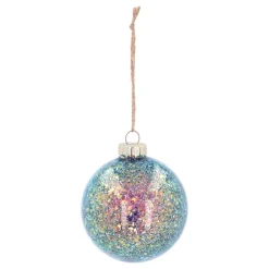 Glass 'Galaxy' Christmas Bauble With Glitters (Inside)