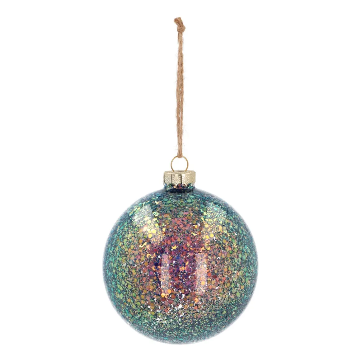 Glass 'Galaxy' Christmas Bauble With Glitters (Inside)