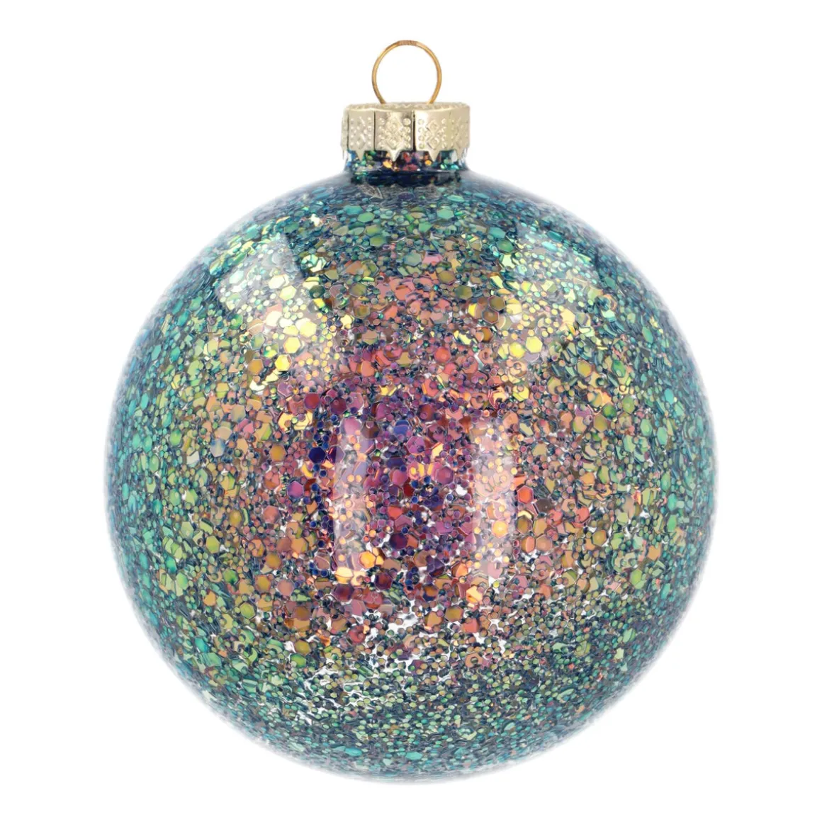 Glass 'Galaxy' Christmas Bauble With Glitters (Inside)