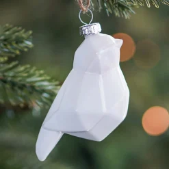 Glass Geometric Bird 9 Cm White