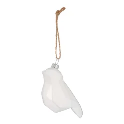 Glass Geometric Bird 9 Cm White