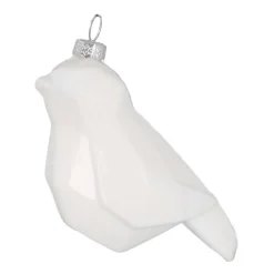 Glass Geometric Bird 9 Cm White