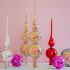 Glass Tree Topper With Galaxy Glitters