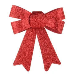 Glitter Christmas Bows 10cm Christmas Red 3 Pieces
