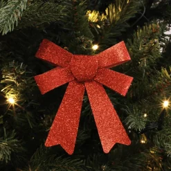 Glitter Christmas Bows 10cm Christmas Red 3 Pieces