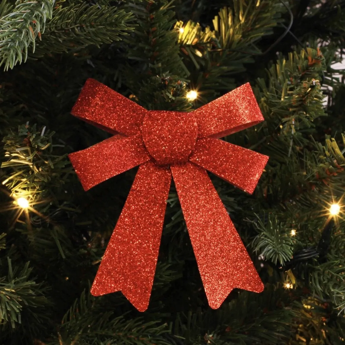 Glitter Christmas Bows 10cm Christmas Red 3 Pieces