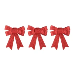 Glitter Christmas Bows 10cm Christmas Red 3 Pieces
