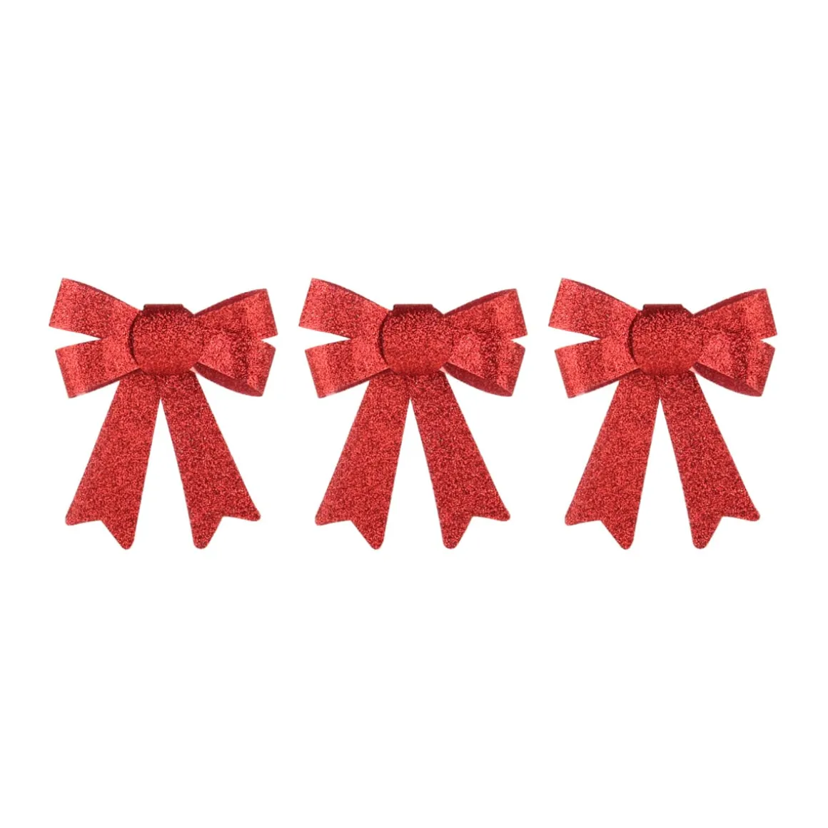 Glitter Christmas Bows 10cm Christmas Red 3 Pieces