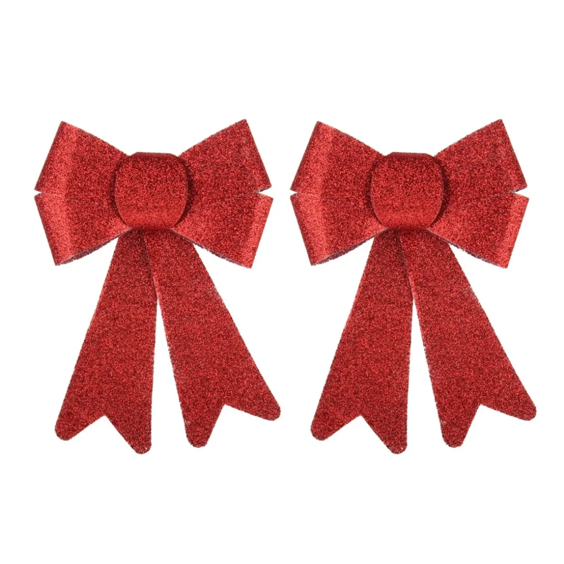 Glitter Christmas Bows 15cm Christmas Red 2 Pieces