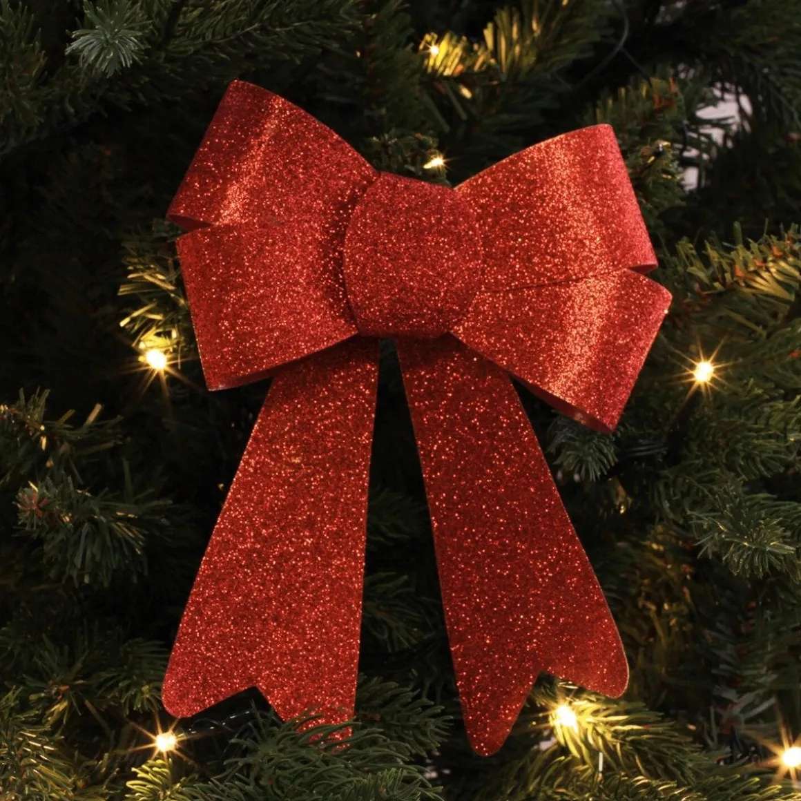 Glitter Christmas Bows 15cm Christmas Red 2 Pieces