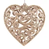 Glitter Christmas Hearts 7,5cm Champagne 4 Pieces