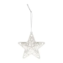 Glitter 3D Christmas Stars 8cm Cream White 4 Pieces