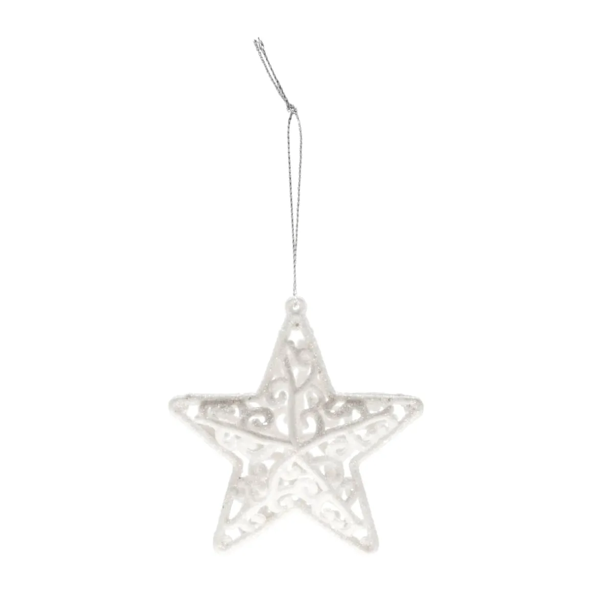 Glitter 3D Christmas Stars 8cm Cream White 4 Pieces