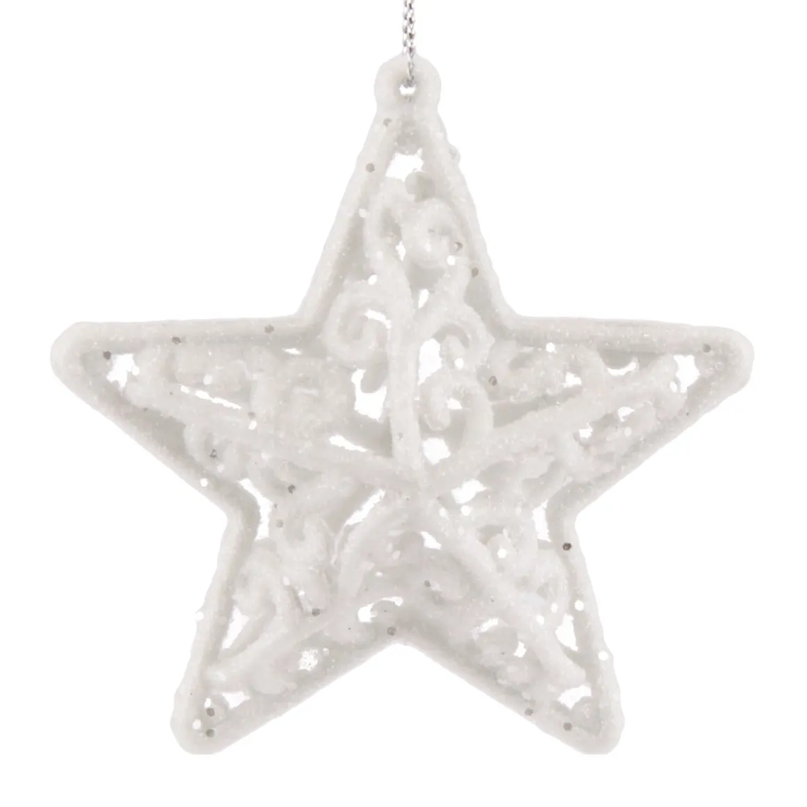 Glitter 3D Christmas Stars 8cm Cream White 4 Pieces
