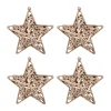 Glitter 3D Christmas Stars 8cm Champagne 4 Pieces