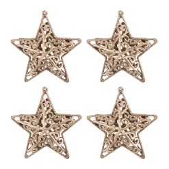 Glitter 3D Christmas Stars 8cm Champagne 4 Pieces