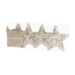 Glitter 3D Christmas Stars 8cm Champagne 4 Pieces
