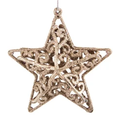 Glitter 3D Christmas Stars 8cm Champagne 4 Pieces