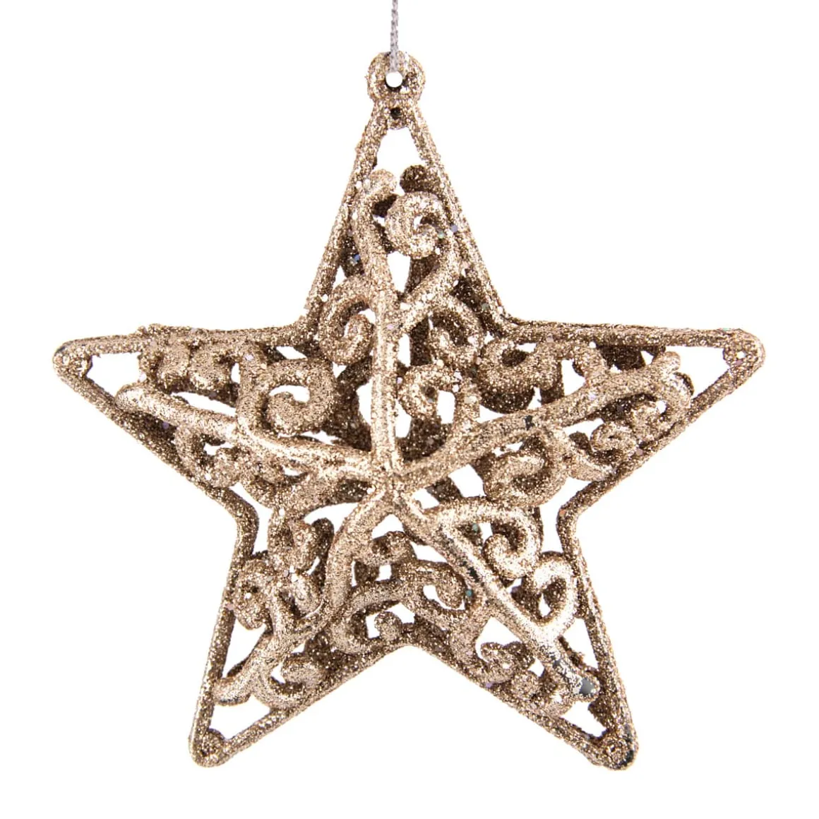 Glitter 3D Christmas Stars 8cm Champagne 4 Pieces