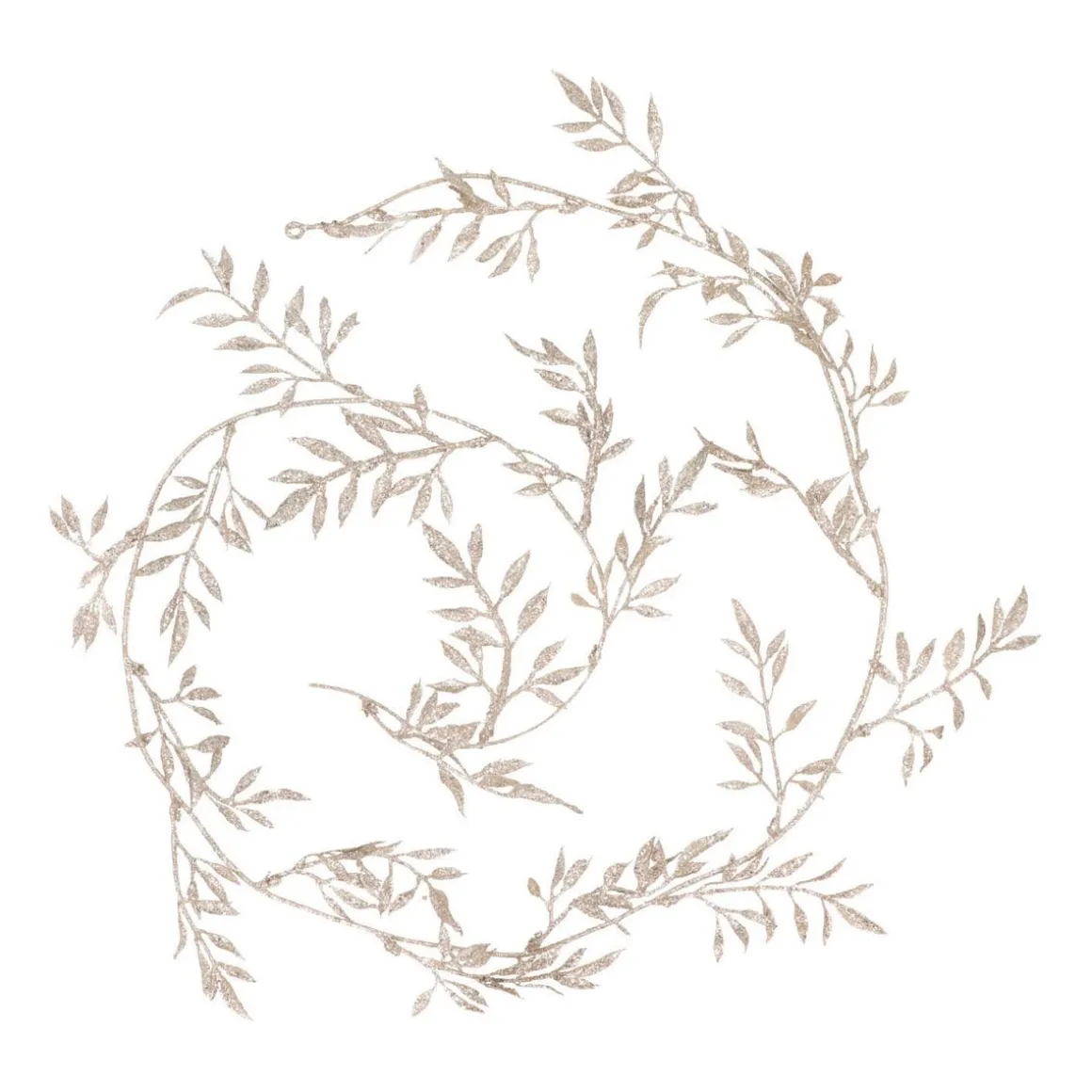 Glitter Garland With Leaves 260cm Champagne
